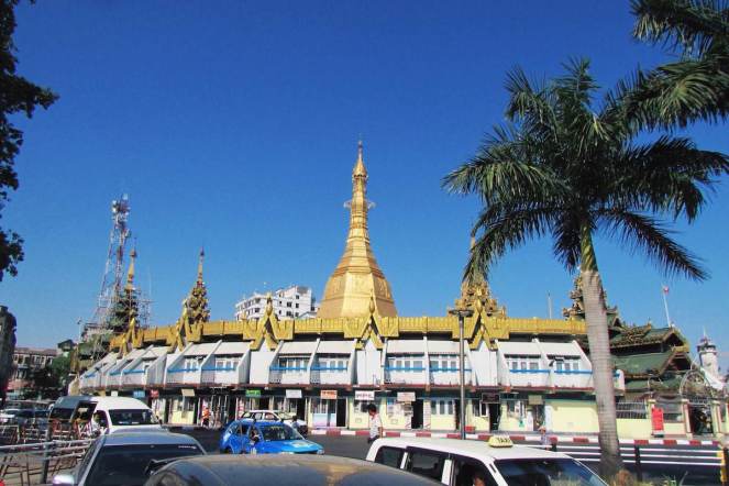 Sule Pagoda is right in the middle of Yangon - crossing the street to it was not an easy task